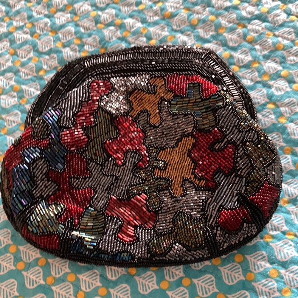 Hand beaded evening bag.